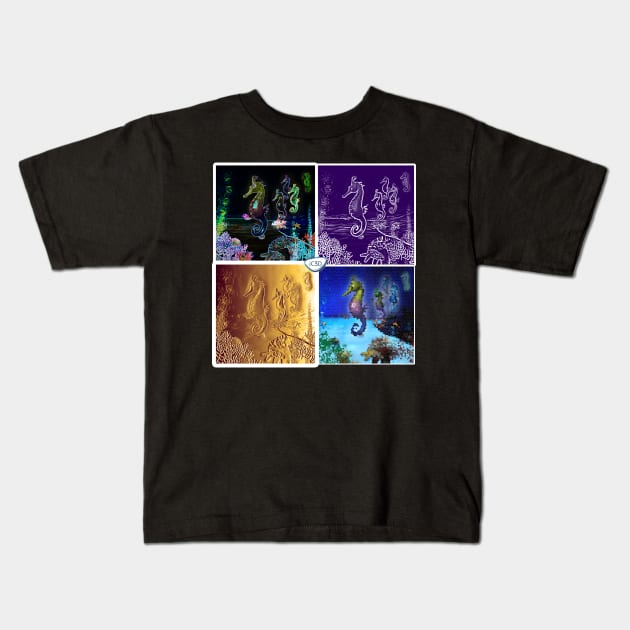 Seahorses Collage Kids T-Shirt by itayc5